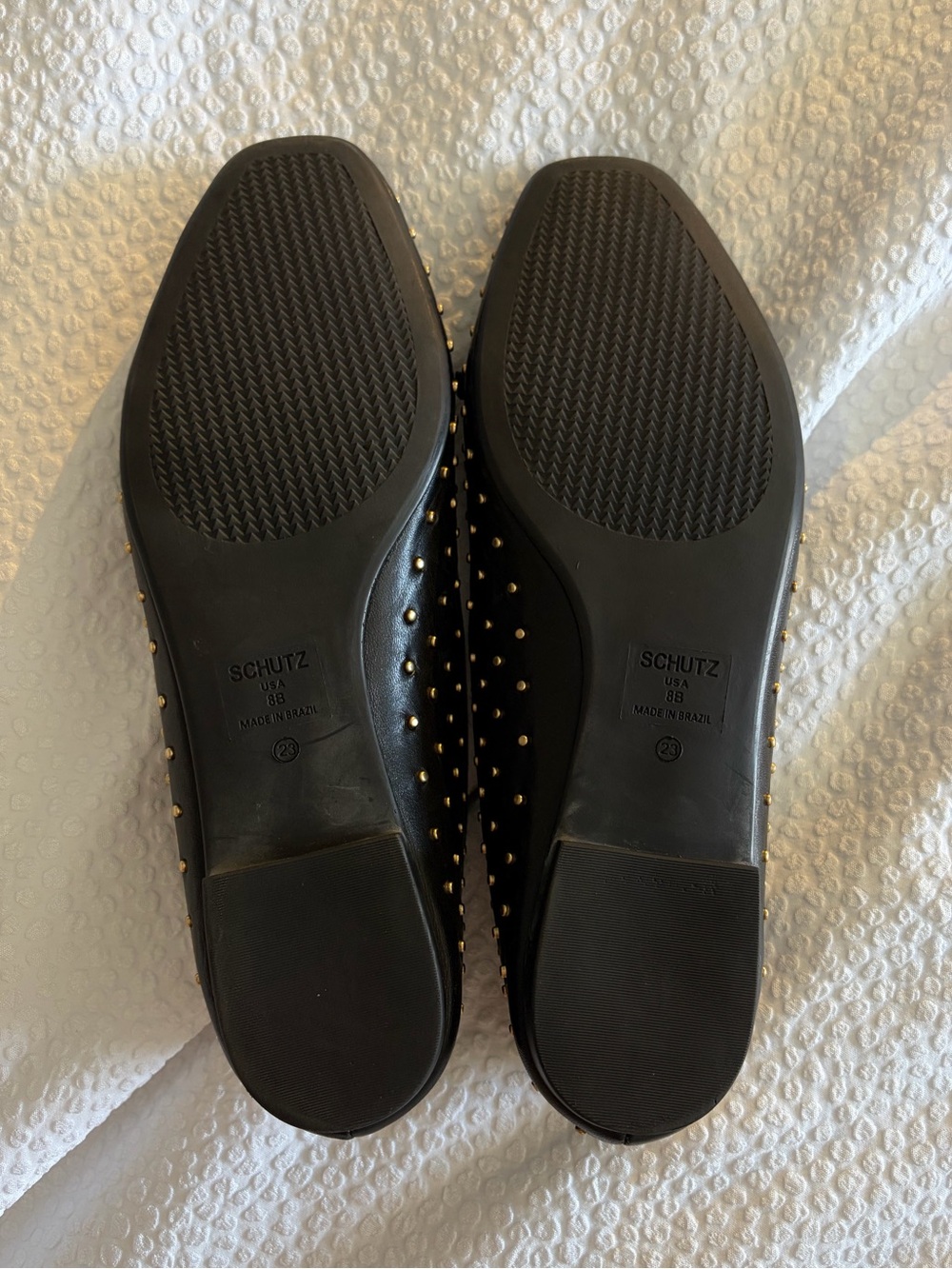 Schutz Black Studded Leather Ballet Flats size 8 - Picture 4 of 5